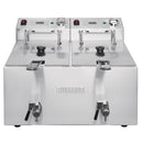 Friteuse de comptoir à double réservoir et panier double 2x8 litres avec minuteries 2x2,9 kW