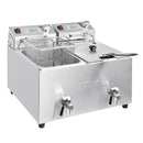 Friteuse de comptoir à double réservoir et panier double 2x8 litres avec minuteries 2x2,9 kW