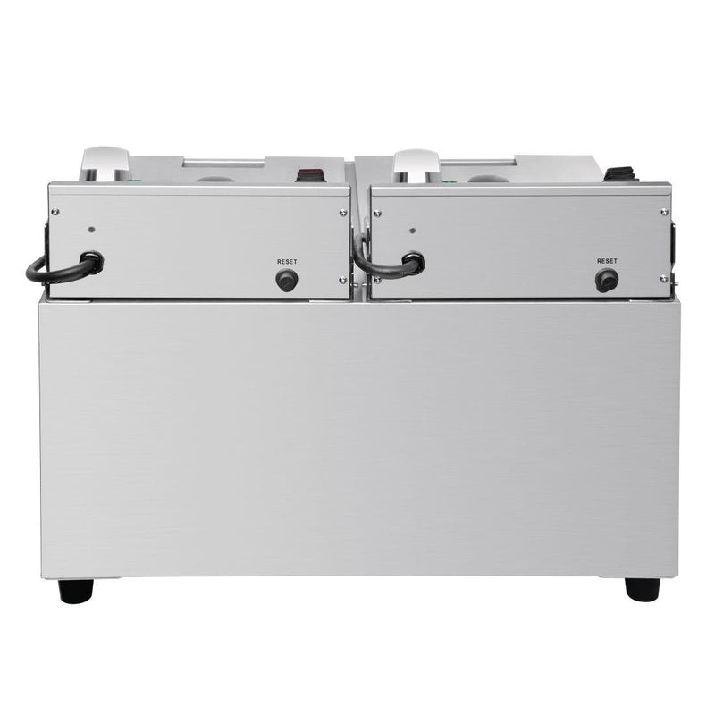 Twin Tank Twin Basket 2x8Ltr Countertop Fryer with Timers 2x2.9kW