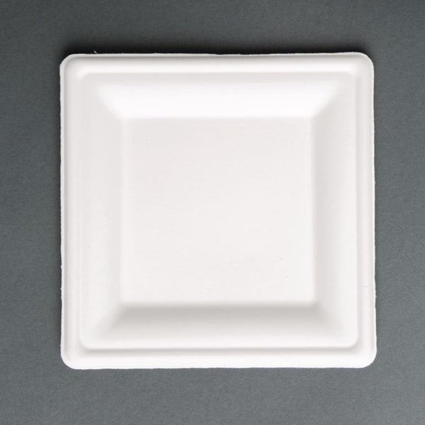 Fiesta Kompostierbare Bagasse-Teller, quadratisch, 159 mm, 50 Stück