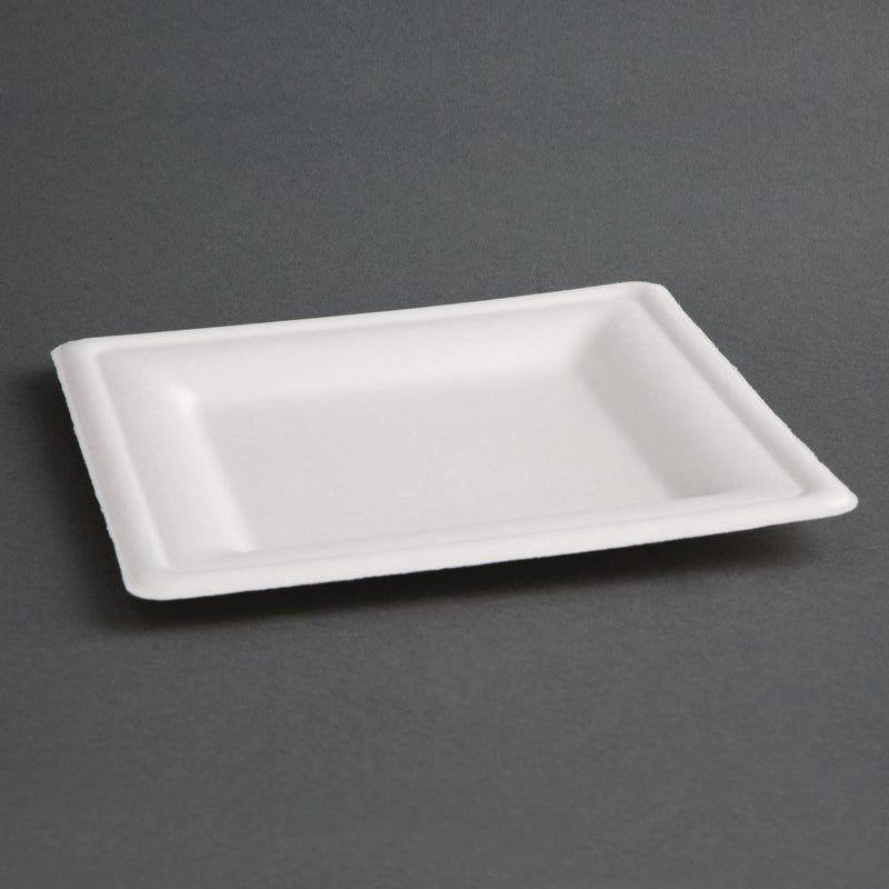 Fiesta Kompostierbare Bagasse-Teller, quadratisch, 159 mm, 50 Stück