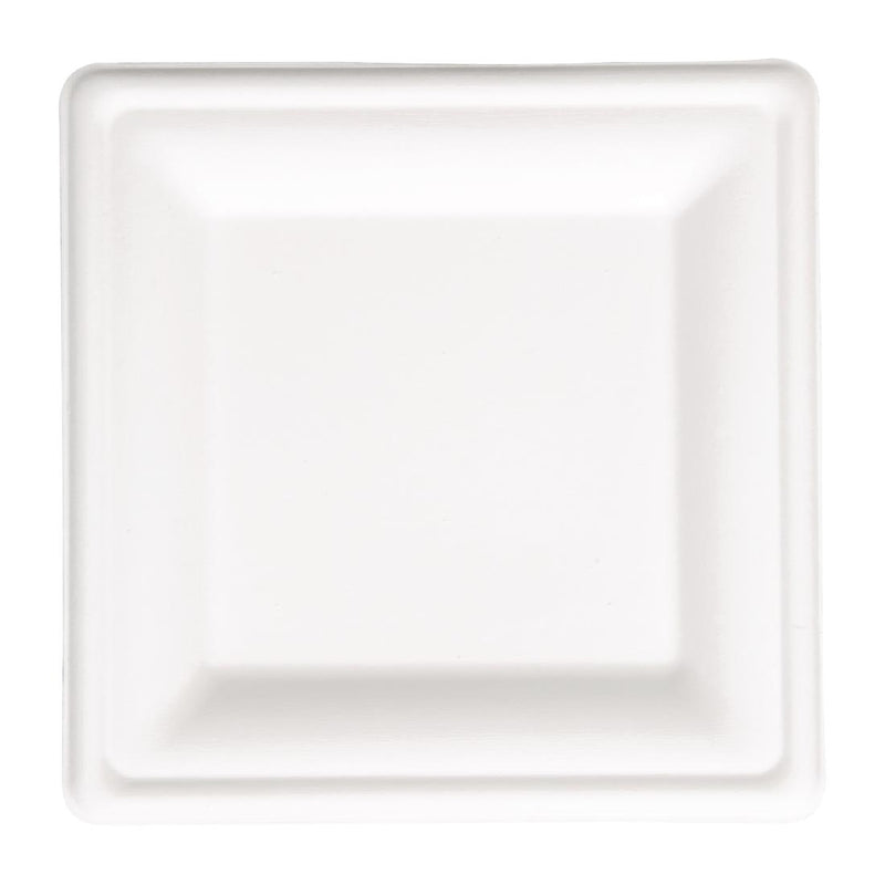 Fiesta Compostable Bagasse Square Plates 204mm (Pack of 50)