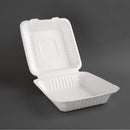 Fiesta kompostierbare Bagasse-Lebensmittelbehälter mit Scharnier, 223 mm, 200 Stück