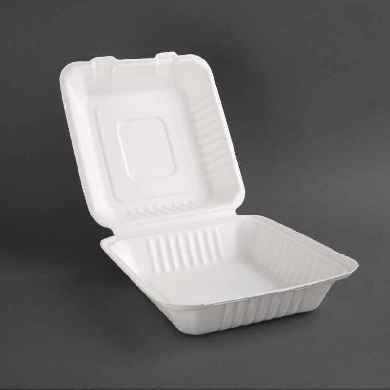 Fiesta Compostable Bagasse Hinged Food Containers 223mm (Pack of 200)