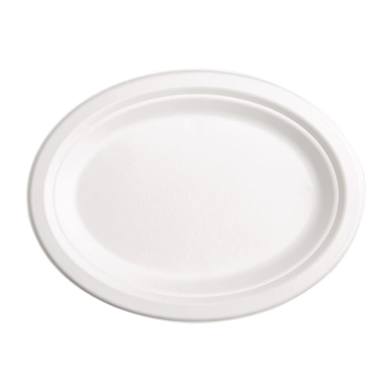 Fiesta Compostable Bagasse Oval Plates 198mm (Pack of 50)