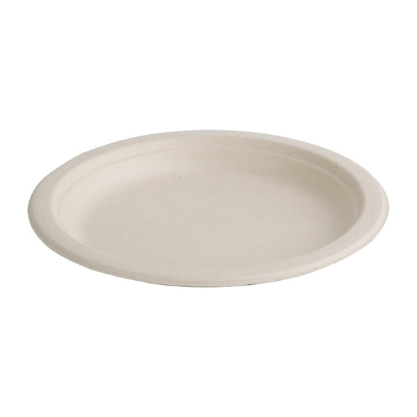 Fiesta kompostierbare Bagasse-Rundteller, natürliche Farbe, 181 mm, 50 Stück