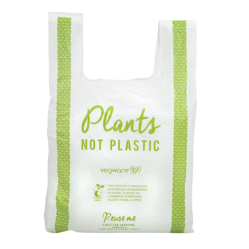 Vegware Compostable PLA Carrier Bags Medium (Pack of 500)