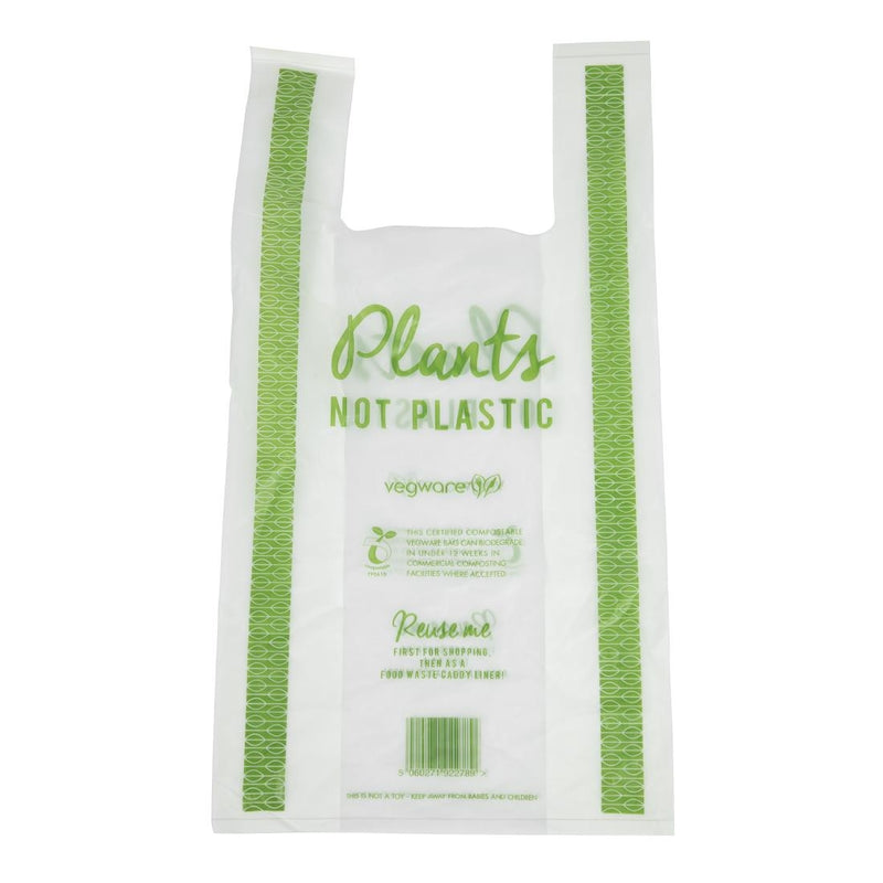 Vegware Compostable PLA Carrier Bags Medium (Pack of 500)