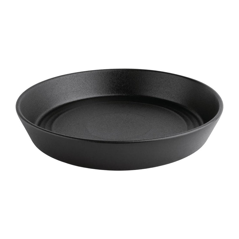 Olympia Cavolo Textured Black Flat Round Bowl - 220mm (Box 4)