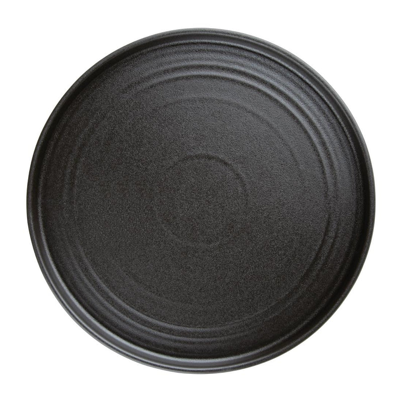 Olympia Cavolo Textured Black Flat Round Plate - 270mm (Box 4)