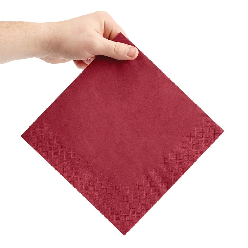 Fiesta Recyclable Dinner Napkin Bordeaux 40x40cm 3ply 1/4 Fold (Pack of 1000)