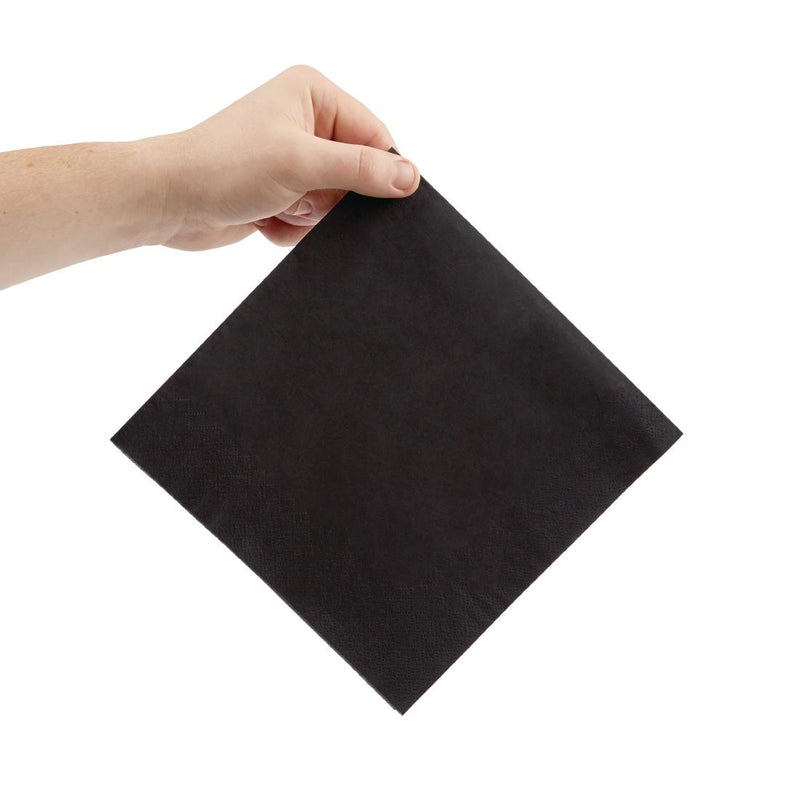 Fiesta Recyclable Dinner Napkin Black 40x40cm 3ply 1/4 Fold (Pack of 1000)