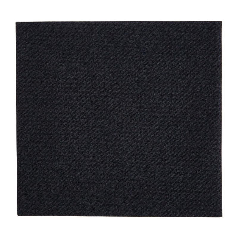 Fiesta Recyclable Premium Tablin Cocktail Napkin Black 24x24cm Airlaid 1/4 Fold (Pk 2400)