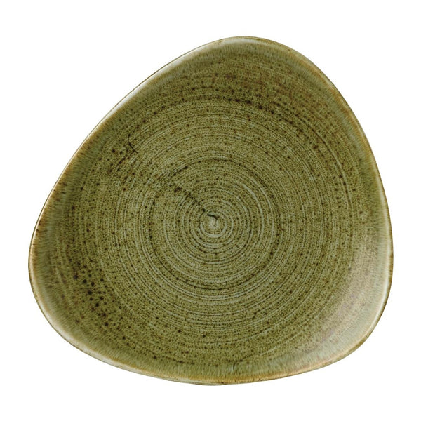 Stonecast Plume Olive Triangle Plate 9 " (Pack of 12)