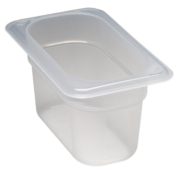 Cambro 100 mm tiefe 1/9 durchscheinende GN-Pfanne aus Polypropylen