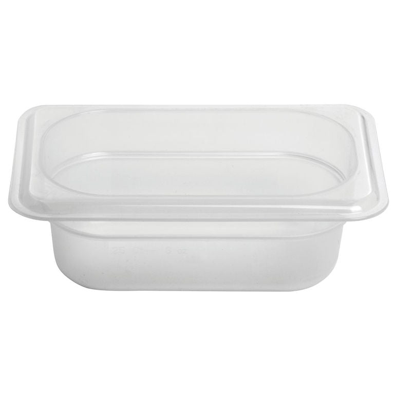 Cambro 65 mm tiefe 1/9 durchscheinende GN-Pfanne aus Polypropylen 