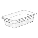 Poêle GN en polycarbonate transparent 1/4 Cambro de 65 mm de profondeur 