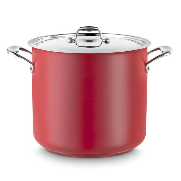 Red Stock Pot with Lid Ã˜280