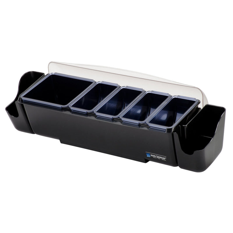 San Jamar 5-Compartment Dome Garnish Centre with Snap-On Caddies