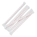 Fiesta Compostable Individually Wrapped Paper Smoothie Straws Red Stripes (Pack of 250)
