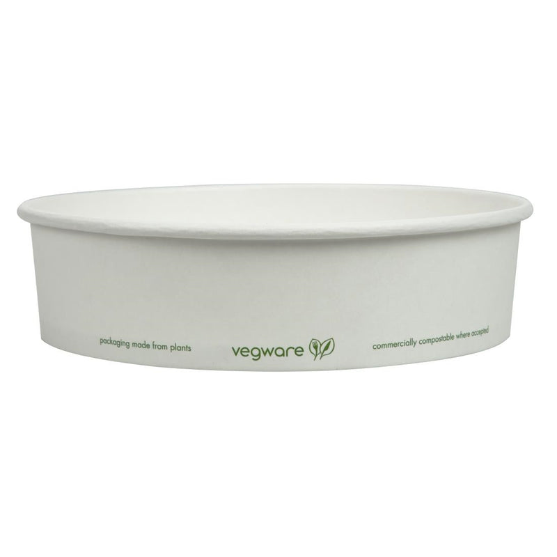 Vegware 185-Series Compostable Bon Appetit Wide PLA-lined Paper Food Bowls 26oz (Pack of 300)