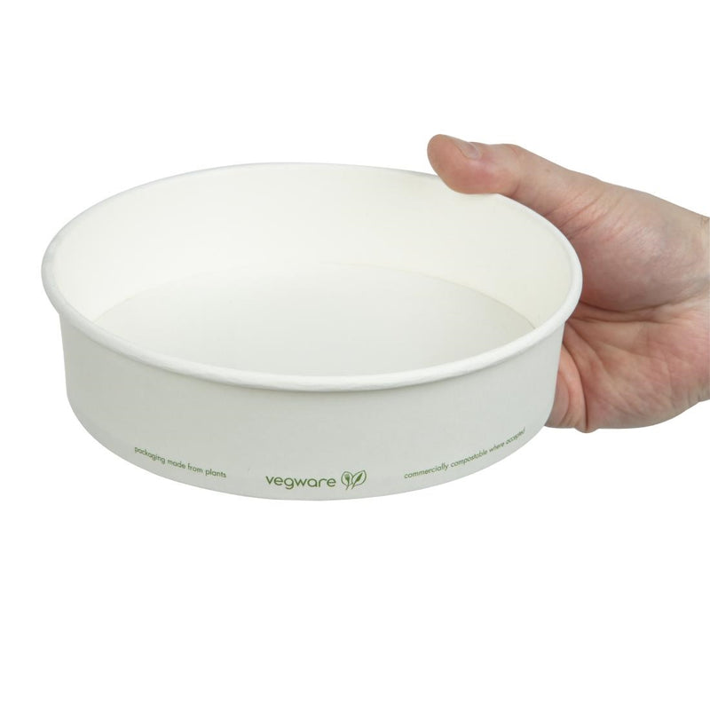 Vegware 185-Series Compostable Bon Appetit Wide PLA-lined Paper Food Bowls 26oz (Pack of 300)