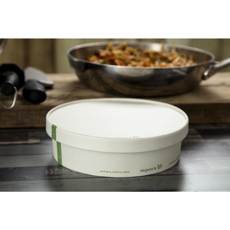 Vegware 185-Series Compostable Bon Appetit Wide PLA-lined Paper Food Bowls 26oz (Pack of 300)