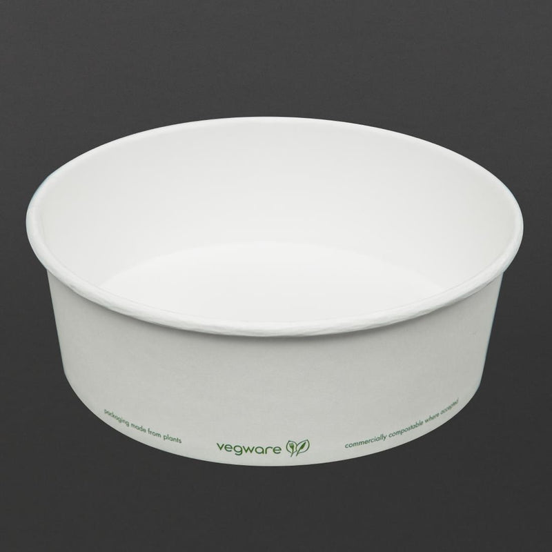 Vegware 185-Series Compostable Bon Appetit Wide PLA-lined Paper Food Bowls 32oz (Pack of 300)