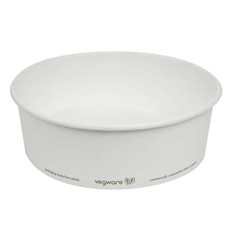 Vegware 185-Series Compostable Bon Appetit Wide PLA-lined Paper Food Bowls 32oz (Pack of 300)