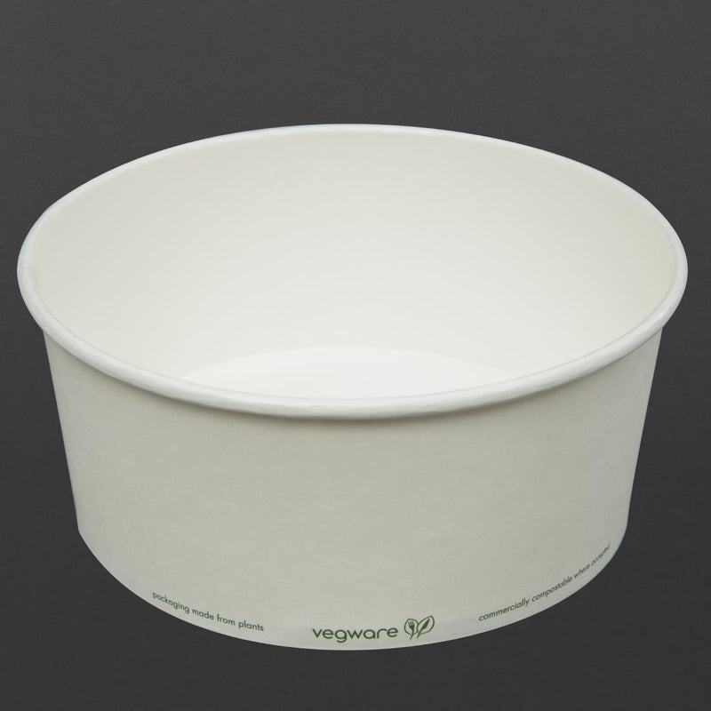 Vegware 185-Series Compostable Bon Appetit Wide PLA-lined Paper Food Bowls 48oz (Pack of 300)