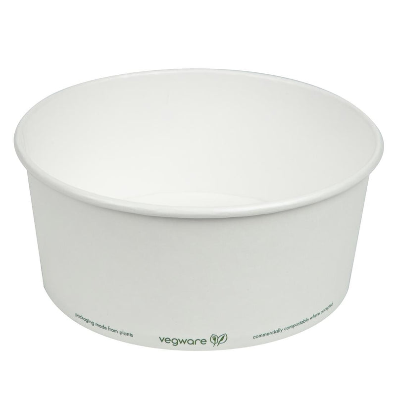 Vegware 185-Series Compostable Bon Appetit Wide PLA-lined Paper Food Bowls 48oz (Pack of 300)