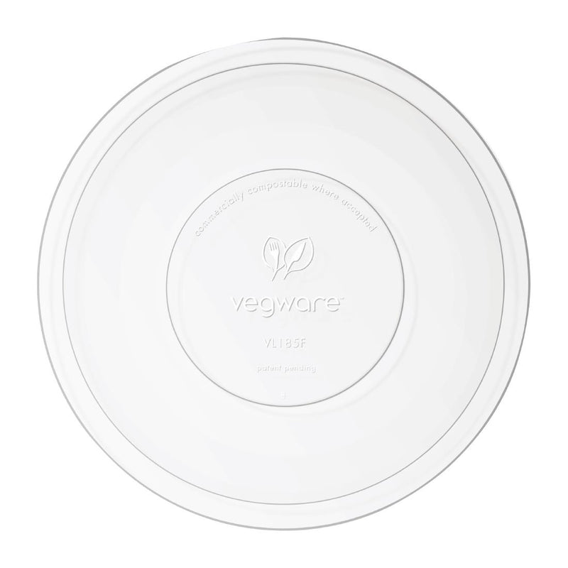 Vegware 185-Series Compostable Bon Appetit Wide Bowl PLA Flat Lid (Pack of 300)