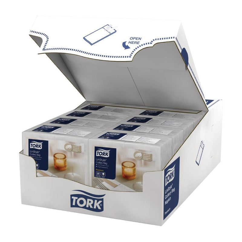 Tork Premium LinStyle Besteckservietten, Weiß (12 x 50 Stück)