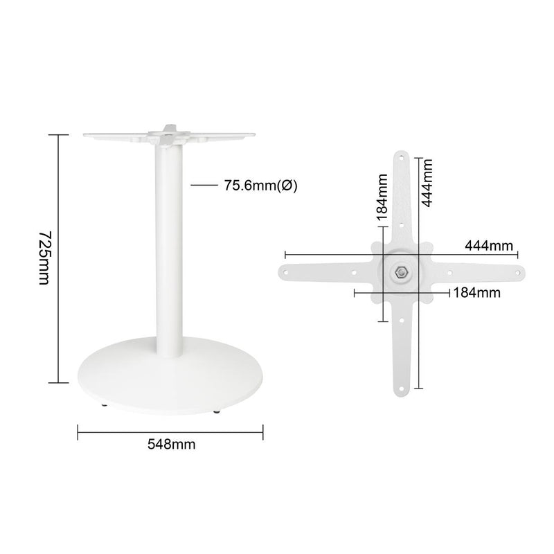 Bolero Cast Iron Round Table Base White