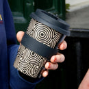 Huskup Art Deco Circles Reusable Eco Coffee Cup 400ml