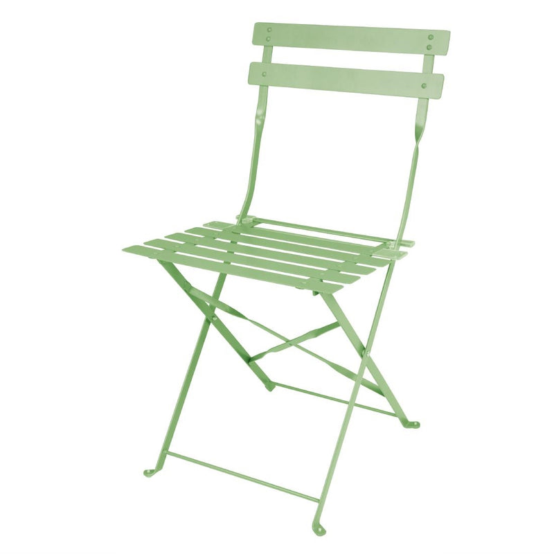 Bolero Pavement Style Steel Folding Chairs Light Green (Pack of 2)