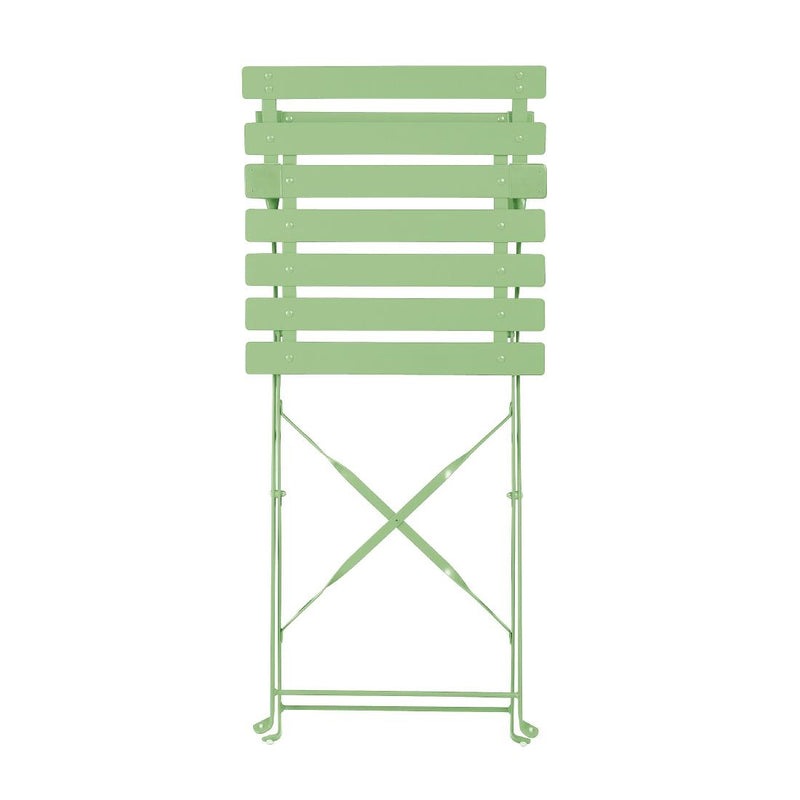 Bolero Pavement Style Steel Folding Chairs Light Green (Pack of 2)