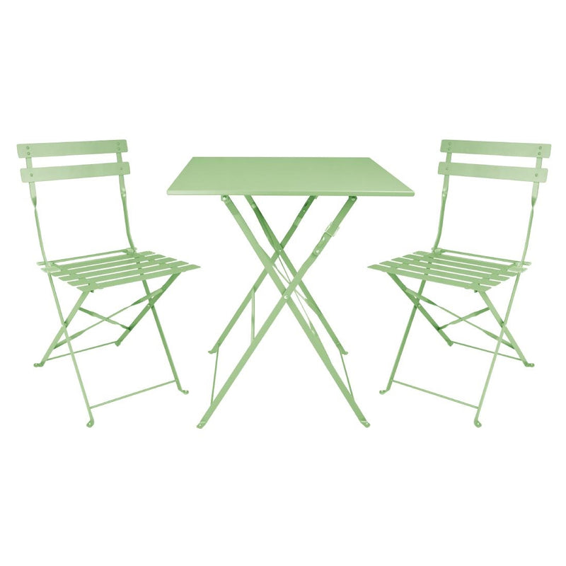 Bolero Pavement Style Steel Folding Chairs Light Green (Pack of 2)