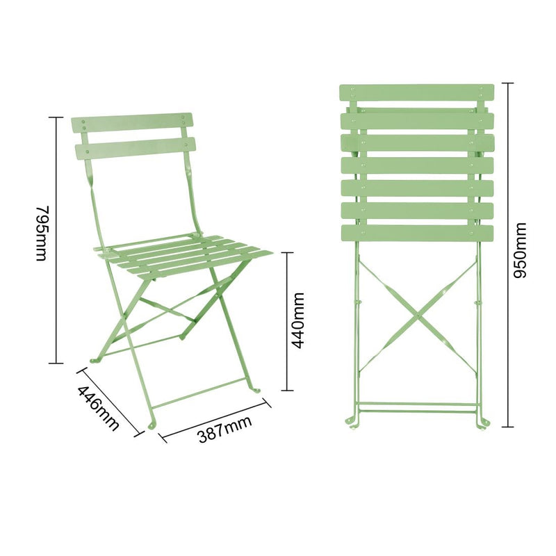 Bolero Pavement Style Steel Folding Chairs Light Green (Pack of 2)