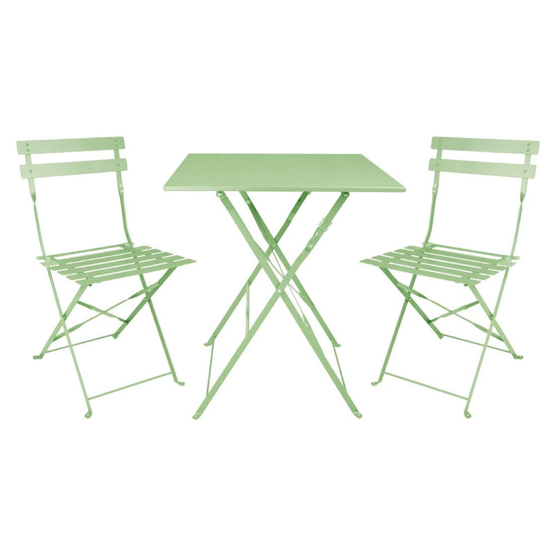 Bolero Square Pavement Style Steel Folding Table Light Green 600mm