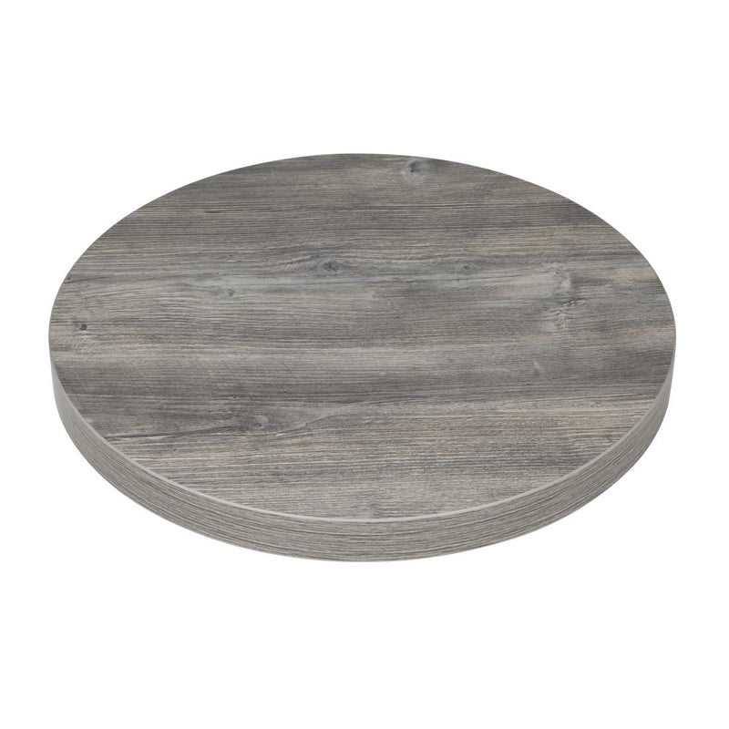 Bolero Pre-Drilled Round Melamine Table Top Ash Grey 600mm