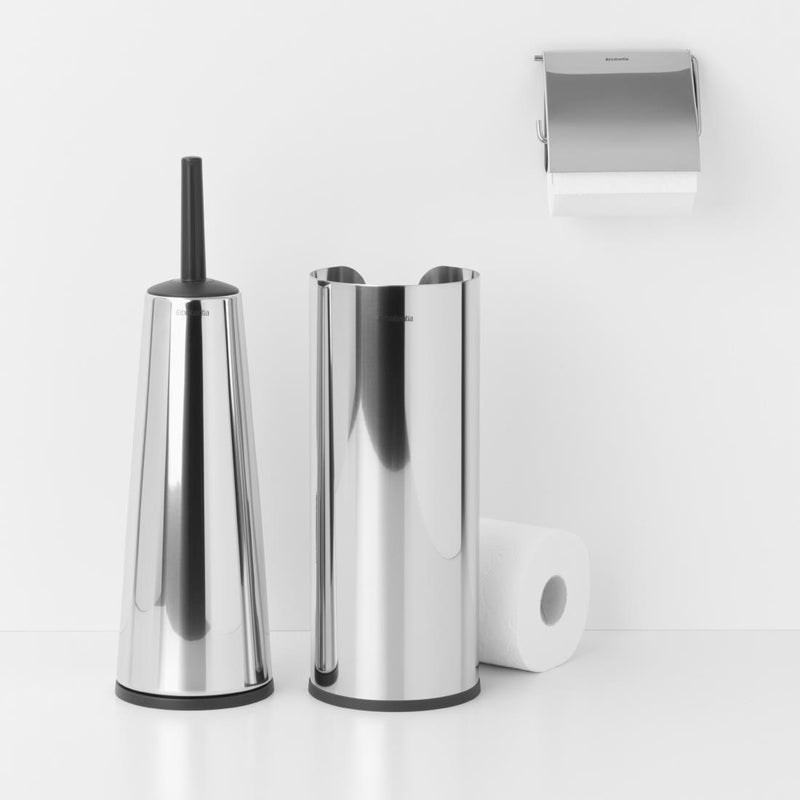 Brabantia Three-Piece Toilet Accessory Set Brilliant Steel