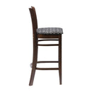 Manhattan Dark Walnut Bar Chair with Black Diamond Padded Seat
