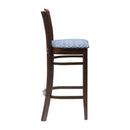 Manhattan Dark Walnut Bar Chair with Blue Diamond Padded Seat