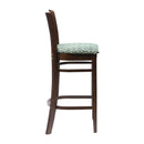 Manhattan Dark Walnut Bar Chair with Green Diamond Padded Seat