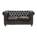 Zweisitzer-Sofa aus Chesterfield-Leder in Antikbraun