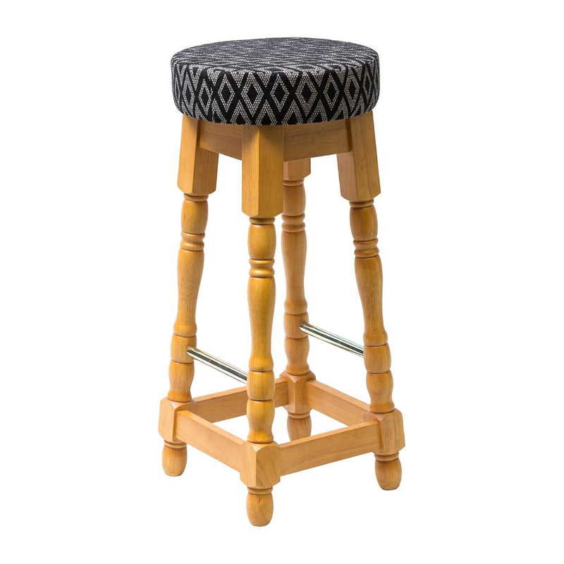 Klassischer hoher Barhocker aus weicher Eiche mit Black Diamond-Sitz (2er-Pack)