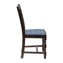 Mayfair Dark Wood High Back Dining Chair with Blue Diamond Padded Seat (Pack of 2)