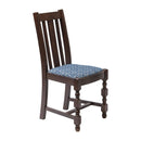 Mayfair Dark Wood High Back Dining Chair with Blue Diamond Padded Seat (Pack of 2)