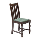 Mayfair Dark Wood High Back Dining Chair with Green Diamond Padded Seat (Pack of 2)